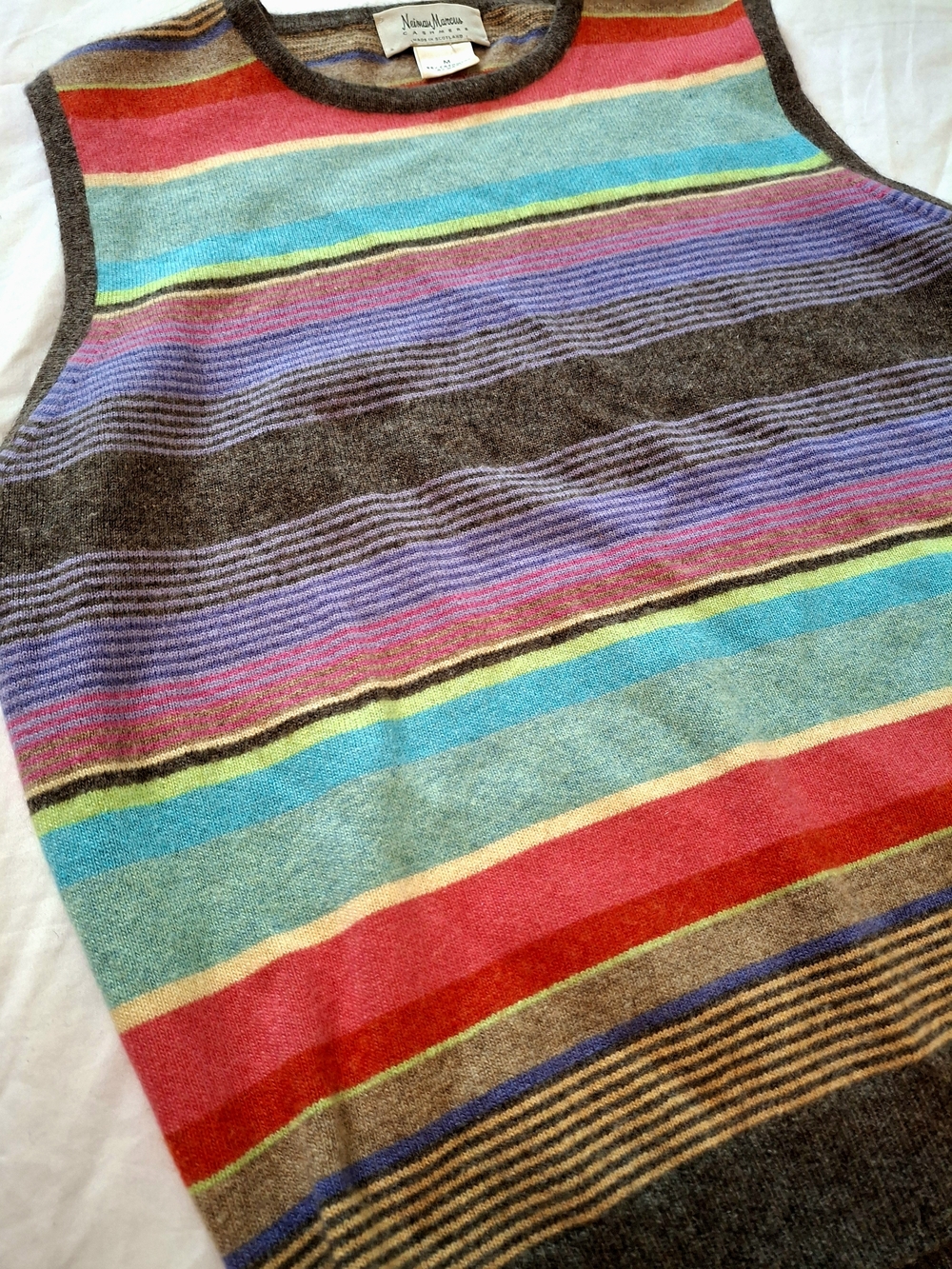 Neiman Marcus Cashmere Sweater Vest Striped Medium